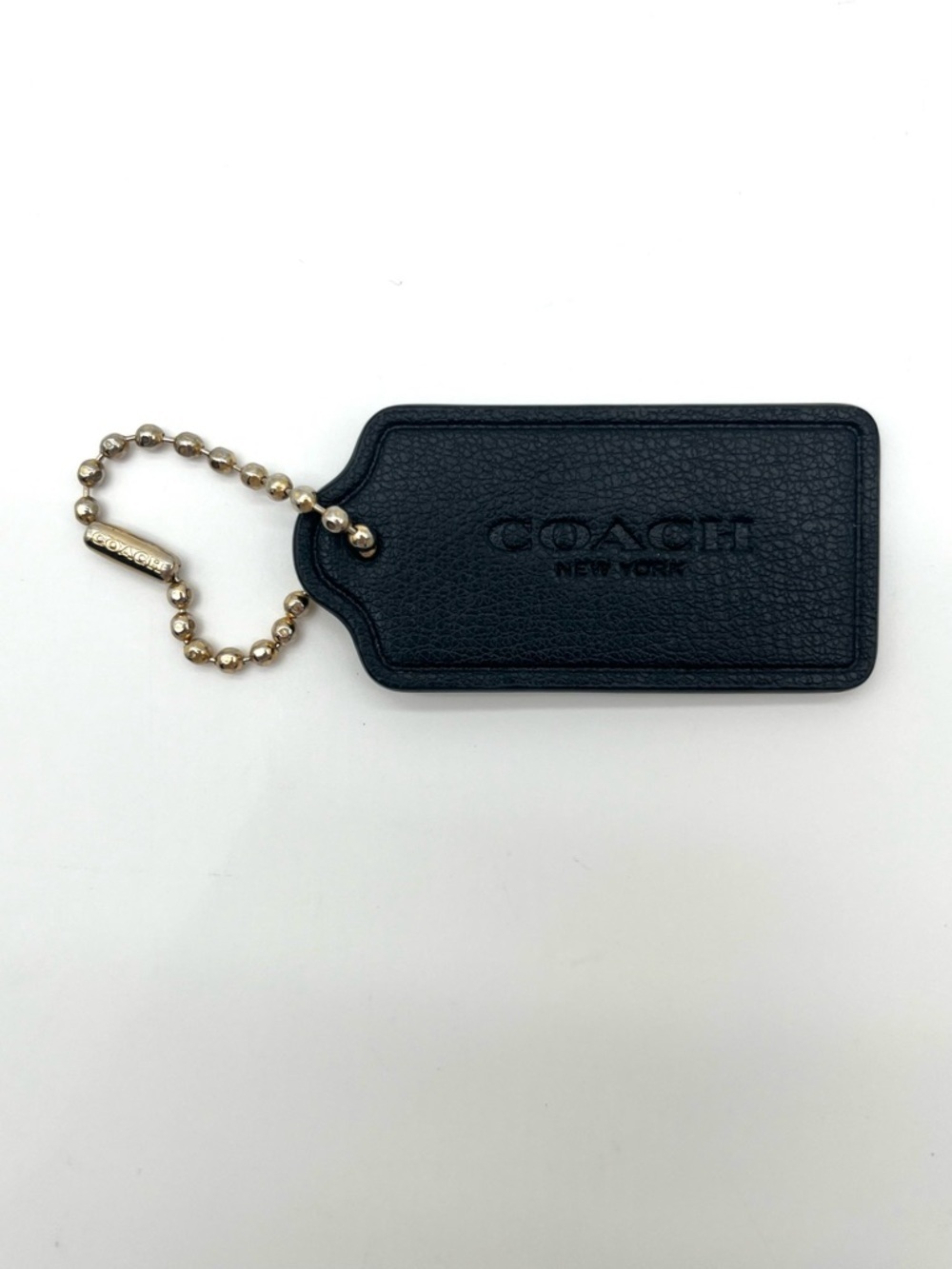 Coach Leather Hang Tag, Black, Initialed